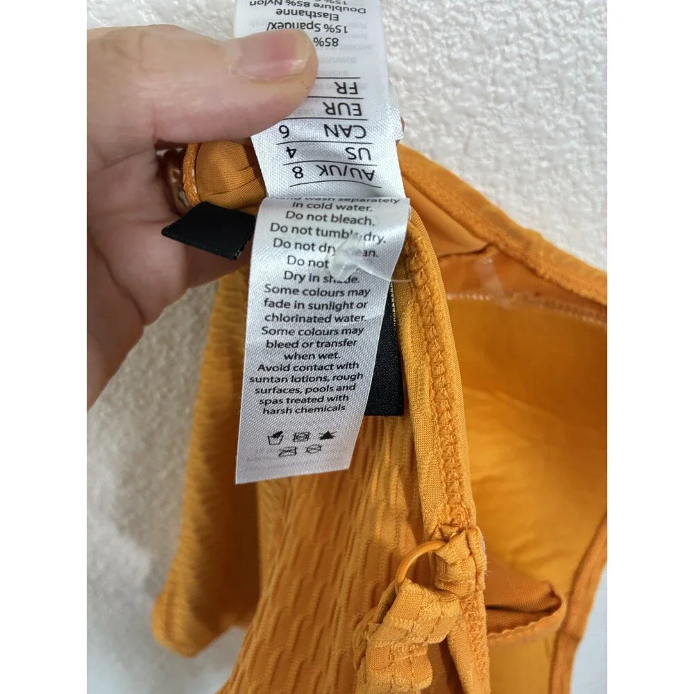 Nip Tuck Swim One Piece Swimsuit Womens 4 Orange Textured Ruched Tank Padded